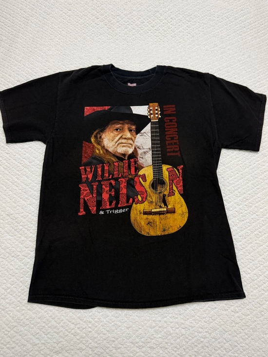Hanes Tops - Willie Nelson & Trigger 2014 Summer Tour Black Short Sleeve T-shirt Size M